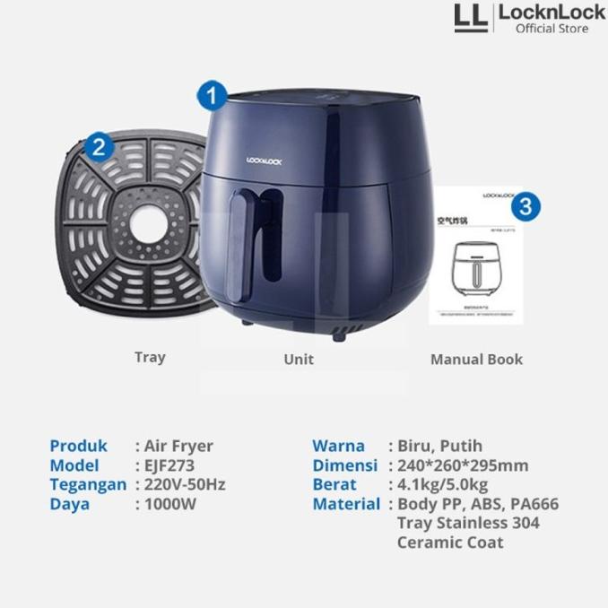 AIR FRYER LOCKNLOCK/LOCK N LOCK/LOCK & LOCK EJF273BLU - 4 Liter