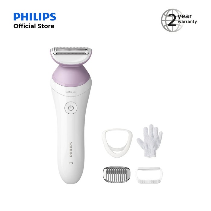 Philips BRL136/00 Lady Shaver Series 6000 - Pencukur Bulu Wanita Pink, White