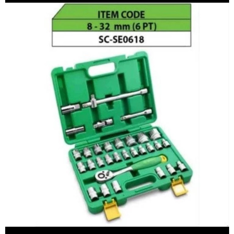 Kunci sock set tekiro 8-32mm 32pcs box plastik