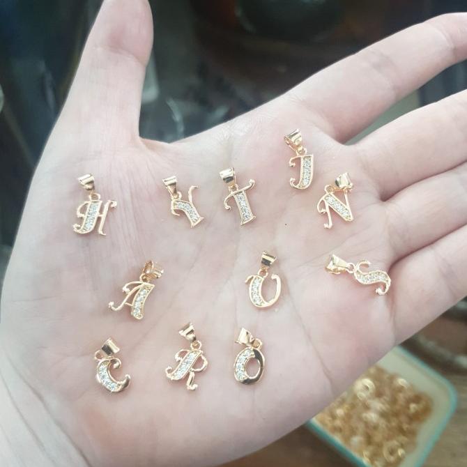Trend Liontin Huruf Bandul Kalung Inisial Emas Asli 375 8K Muda Kecil Terbaik
