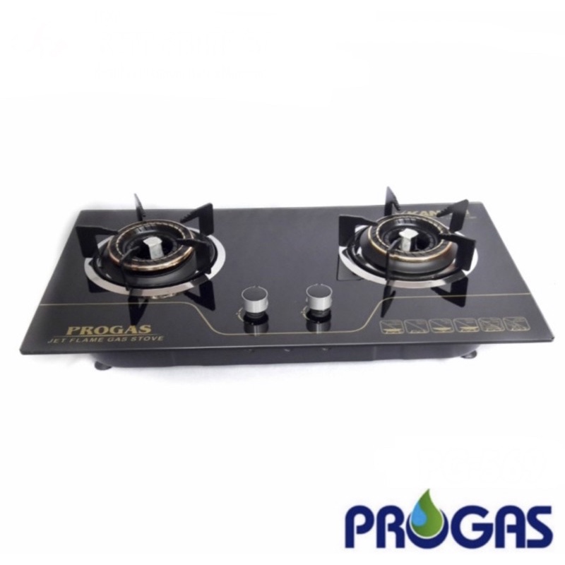 [ Progas ] Kompor Gas Kaca 2 Tungku Pg 569 ( Full Gas )