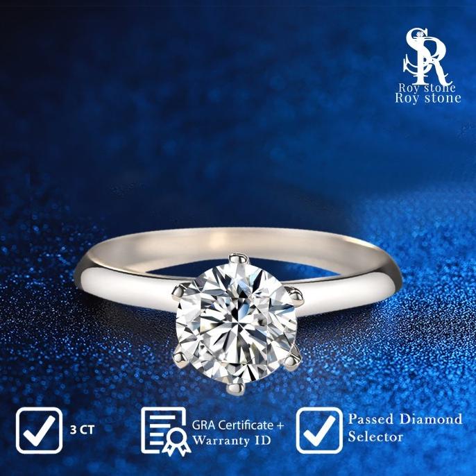 Roystone Chrysan Ring Moissanite Sertifikat Gra Terbaik