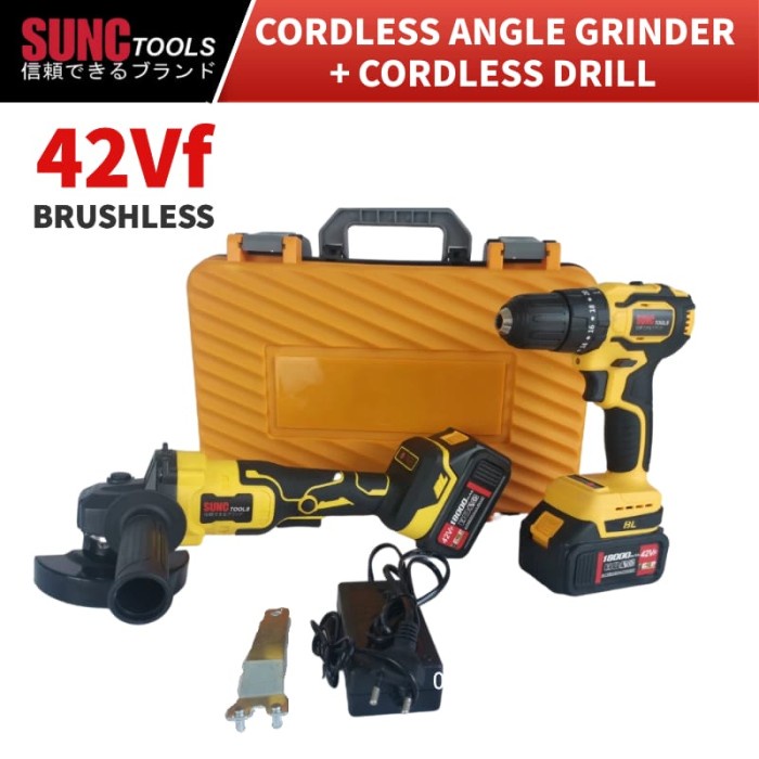 Sunc Tools Paket Mesin Gerinda + Bor Cordless Brushless 42Vf / Nagawa Mesin