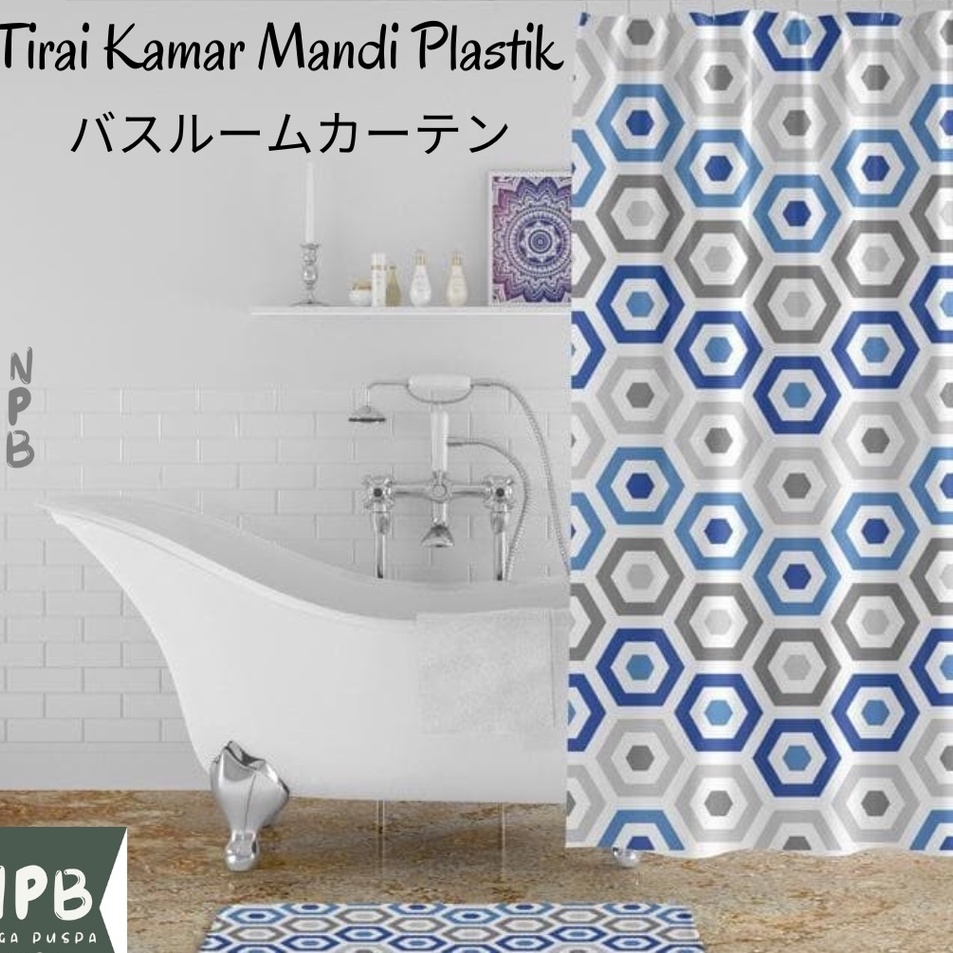 ➻➶✱✼ Tirai Kamar Mandi Plastik - Gorden Kamar Mandi Diskon