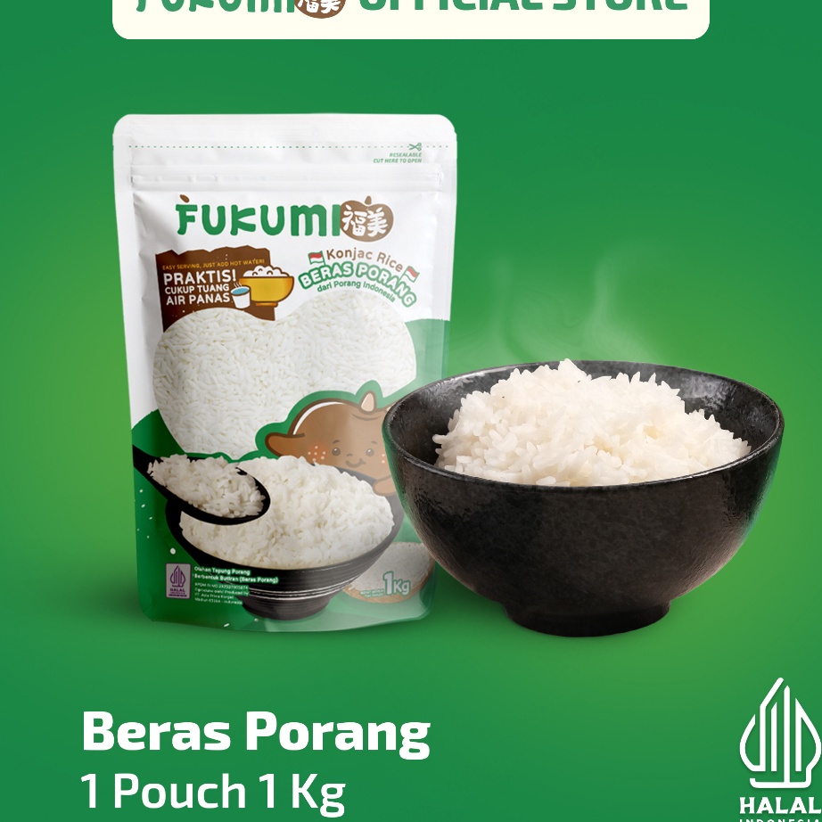 

DHJQ8049 Terbaru FUKUMI Beras Porang Pouch 1 Kg - Shirataki / Konjac Rice