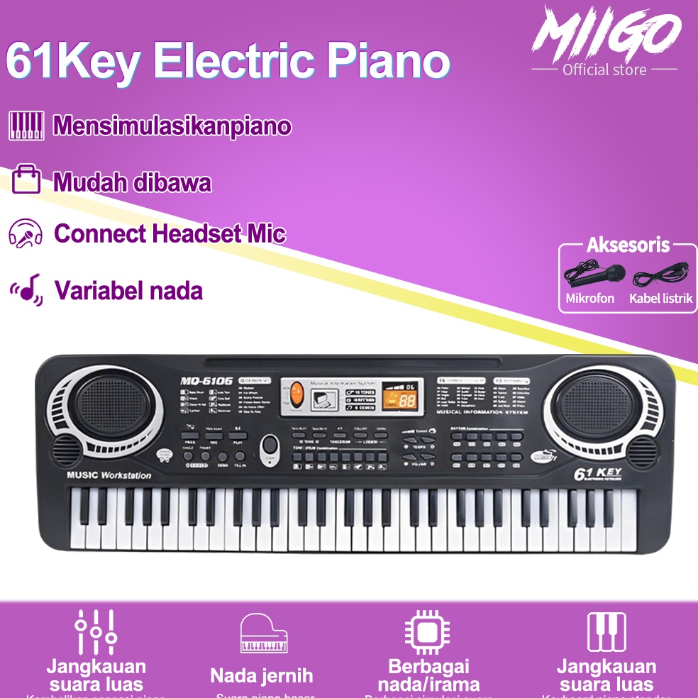 MENARIK MIIGO Keyboard Piano Anak Digital Elektrik 61 Keys