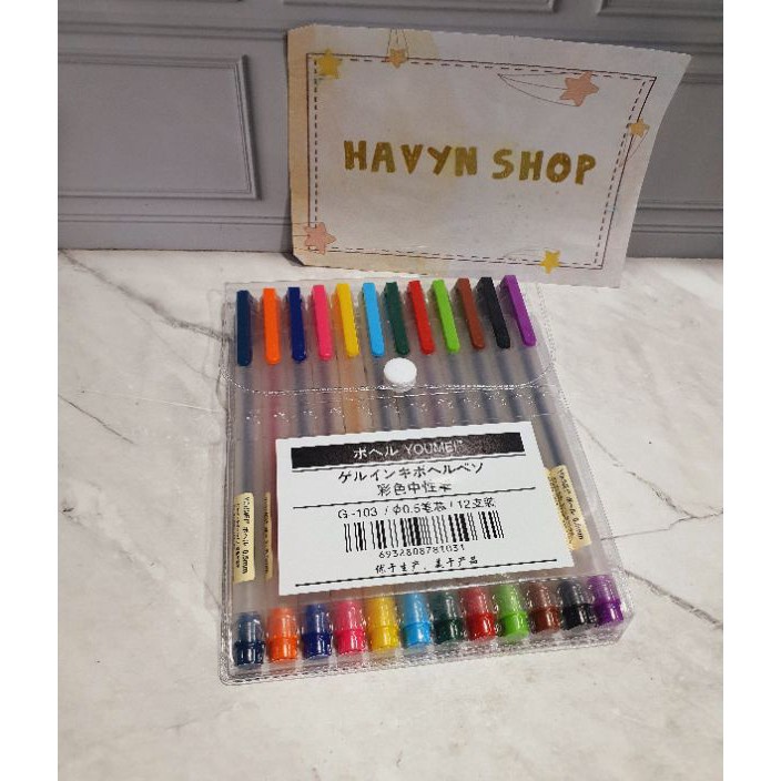 

FMPP0727 STAR (12pc) pen gel warna warni YOUMEI/gel pen warna warni