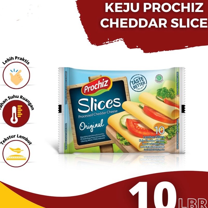 

Produk CHEDDAR CHEESE SLICE PROCHIZ ISI 10 KEJU LEMBARAN HALAL