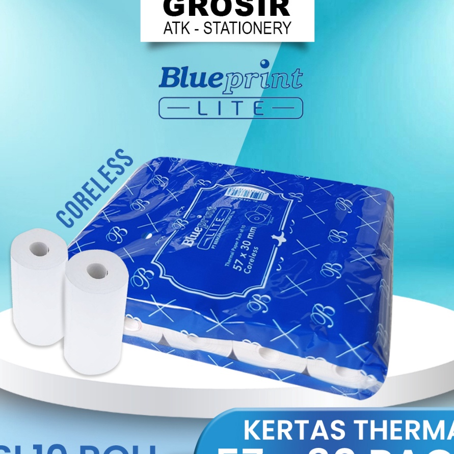 

BLGY2096 ✔✔SALE✔✔ 57X30 (1 PACK) KERTAS KASIR STRUK KERTAS THERMAL TERMAL EDC BRI PPOB BLUEPRINT LITE 57MM 58x30 CORELESS