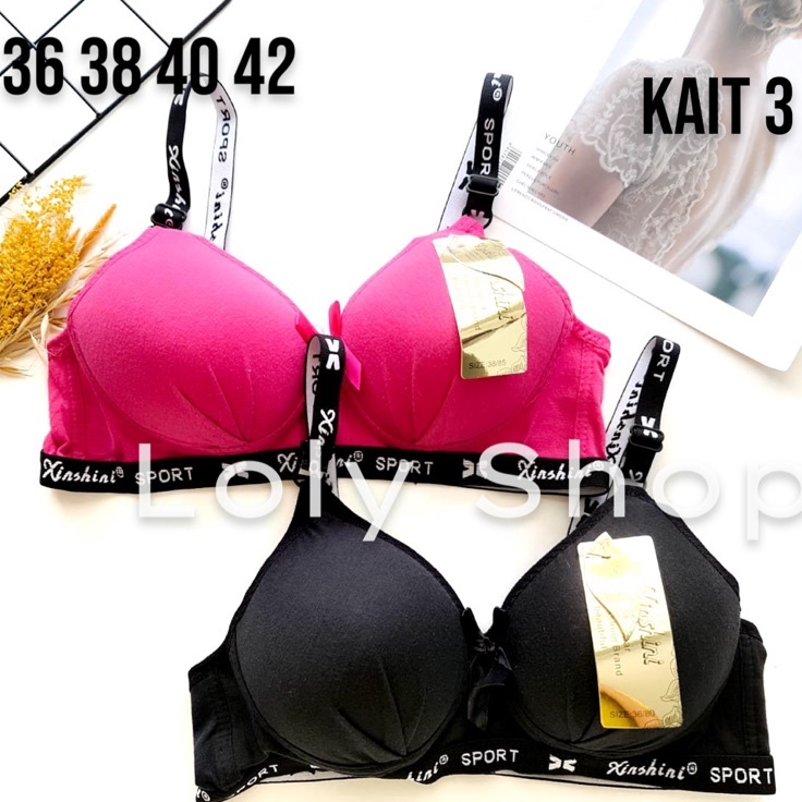 QZPV6519 TEBUS MURAH  Bra Wanita Dewasa Busa Tanpa Kawat Sporty XS #477 KAIT 3 Cup B / Bra Wanita De