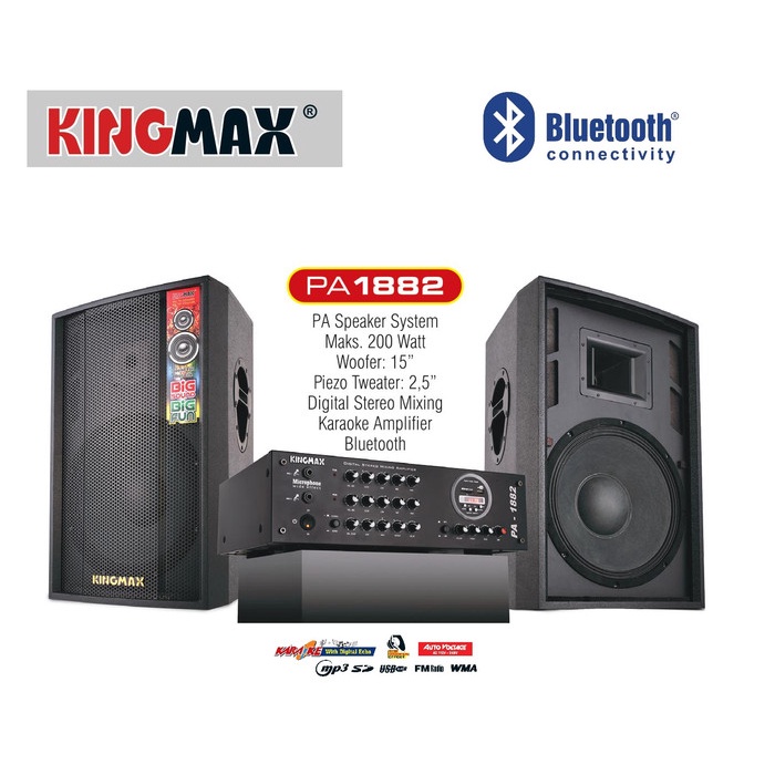 New Kingmax Pa-1882 Speaker+Amplifier 15Inch Usb - Fm Radio - Karaoke