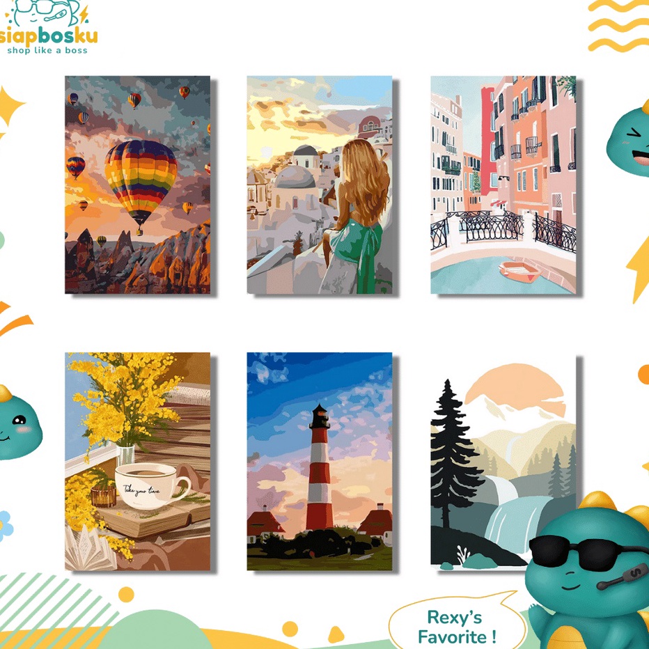 

➡✡✼ PAINT BY NUMBER 20x30 CM AESTHETIC LANDSCAPE KANVAS PAINTING KIT WITH FRAME SIAP LUKIS Model Terkini