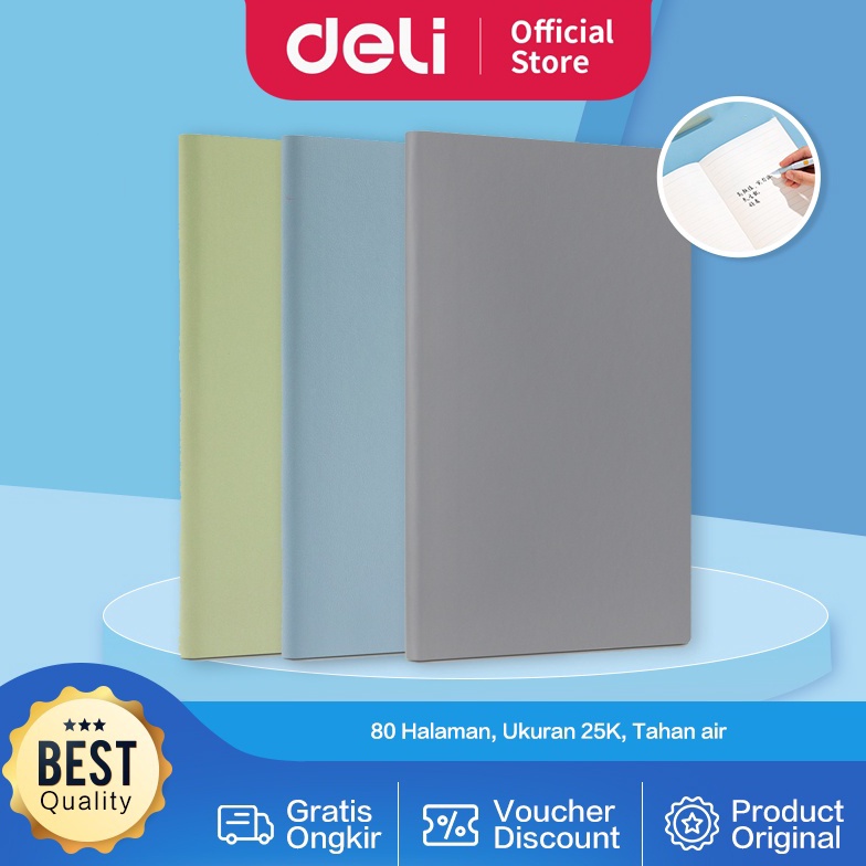 

[ART. B53D] Deli Leather Cover Notebook / Buku Catatan Cover Kulit A5 80 Lembar Warna Pastel 22297