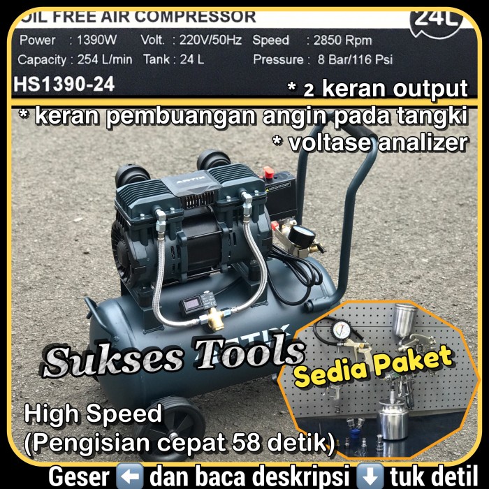 Terlaris Kompresor Oilless Artix Hs 1390 Hs1390 Kompressor Oiless 1,75 Hp 24 L