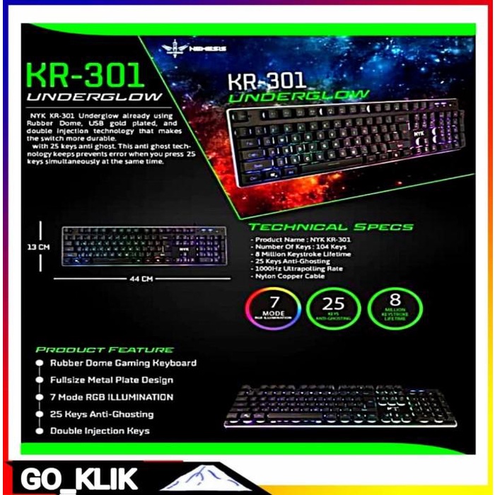 Keyboard Gaming Nemesis Nyk Rgb Underglow Kr-301