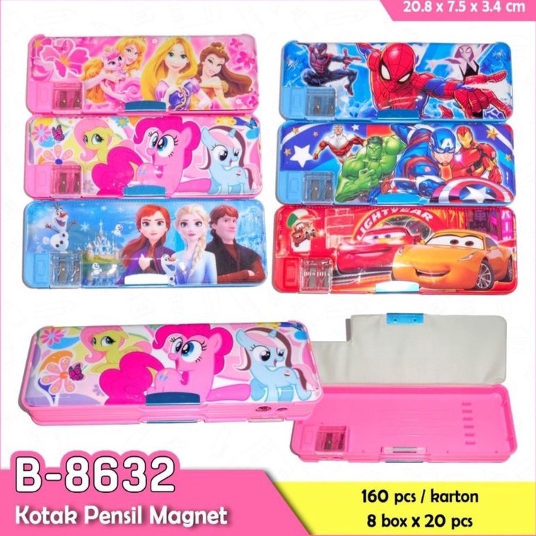 

76 KOTAK PENSIL MAGNET BIG + SERUTAN /pensil case Astronout,Dinosour,Unicorn,DISNEY ➨Terkini