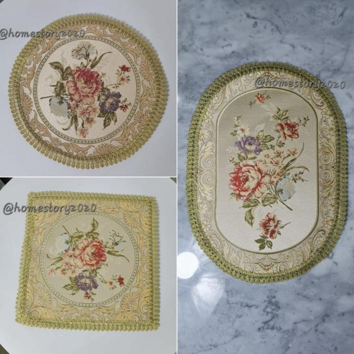 taplak meja belgi kecil bulat kotak mewah premium ukuran 30x30
