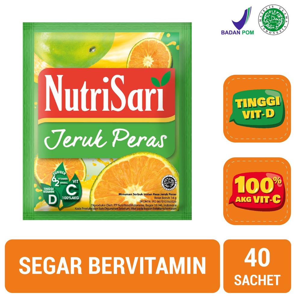 

Miliki sekarang NutriSari Jeruk Peras 40 sachet - Minuman Buah Vitamin C