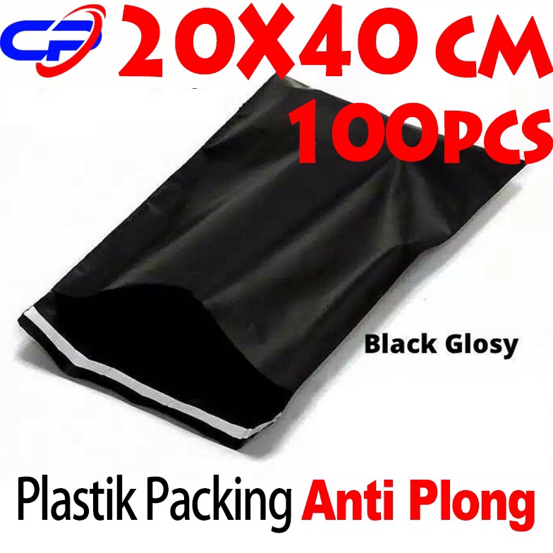 

8.8 HARGA GROSIR Polymailer Kantong Plastik Packing 20X40cm Olshop LDPE 100pcs Lem Perekat Glosy Hitam Tebal