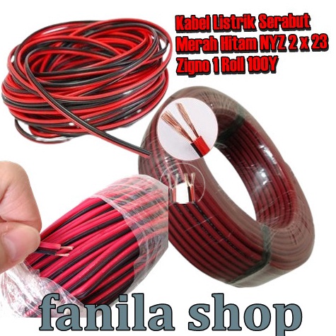 4.4 SALE 1 Roll Kabel Listrik Serabut Merah Hitam NYZ 2 x 23 zigno Kabel Listrik/Kabel Audio