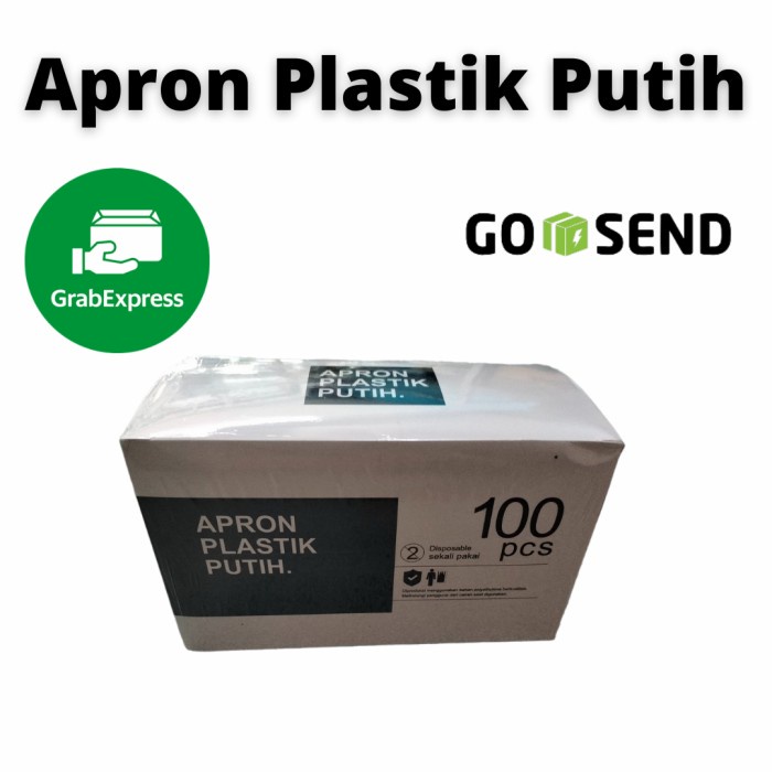 APRON PLASTIK PUTIH / CELEMEK MEDIS ISI 100PCS