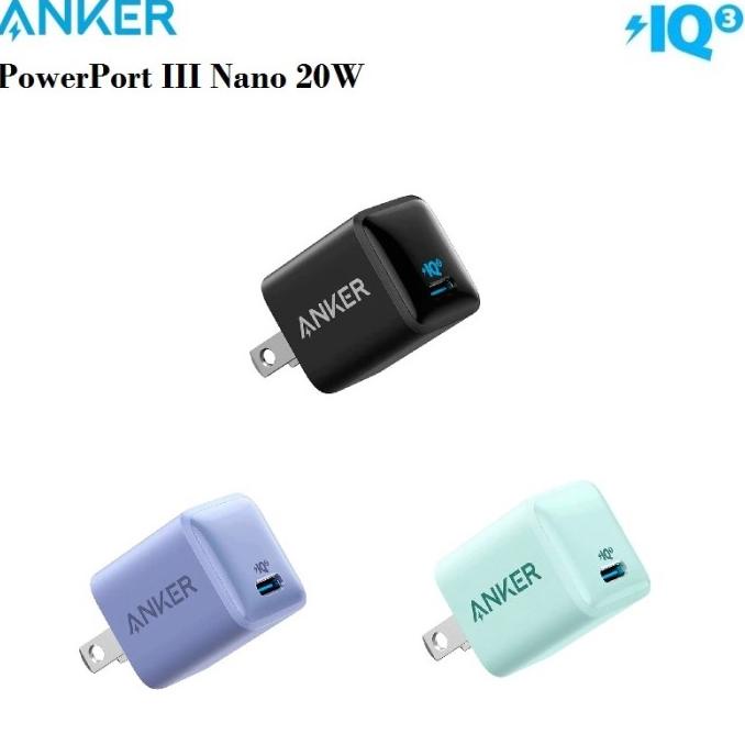 Anker B8662 Powerport Iii Colorful Nano 20W - Single Usb-C Poweriq 3.0 Kode 534