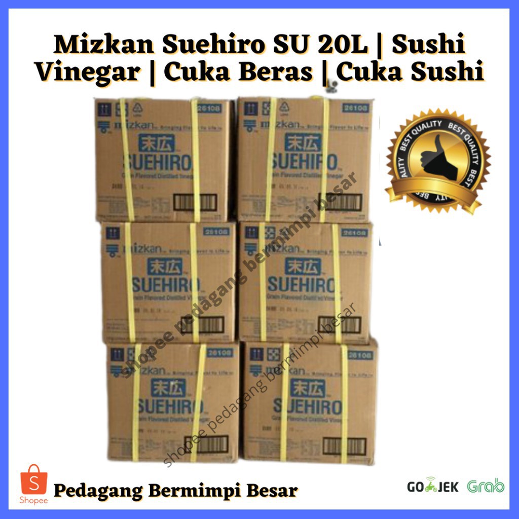 

Gojek/ Grab Mizkan Suehiro SU 20L/ Sushi Vinegar/ Cuka Beras /Cuka Sushi