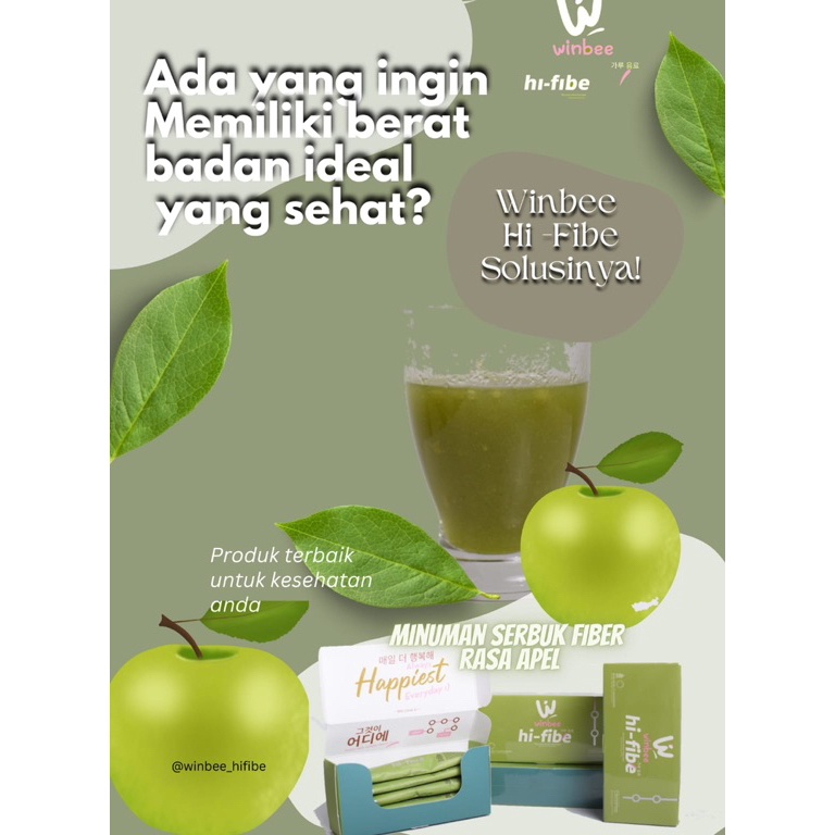 

✨TERBARU✨ Winbee Hi-Fibe Minuman Serbuk Fiber Rasa Apel gas !!