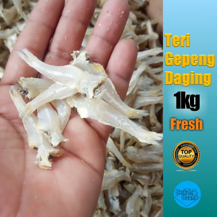 

IKAN ASIN TERI GEPENG DAGING 1KG JENGKI MEDAN KERING TANPA KEPALA