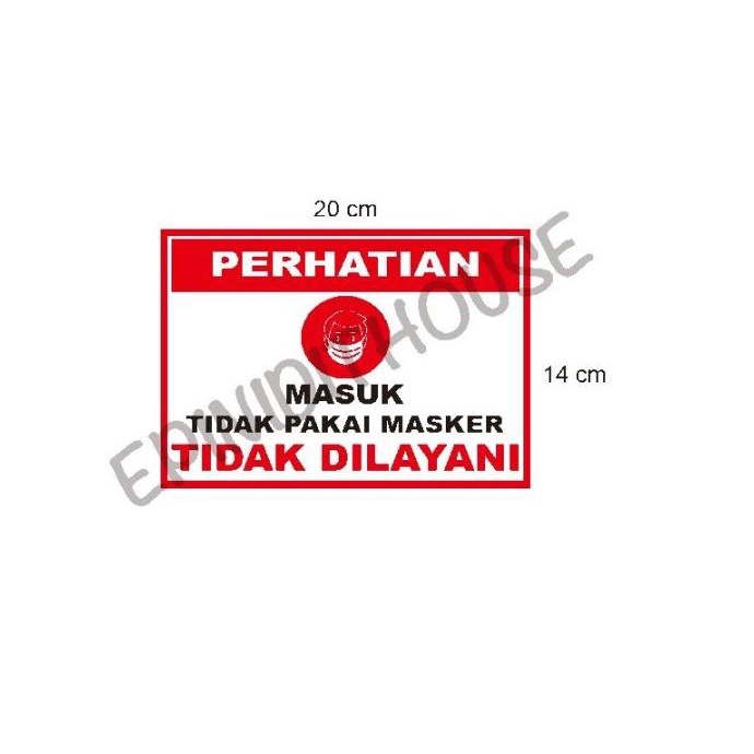 

Stiker Vinyl Masuk Tidak Pakai Masker Dilayani Restoran Toko Shop Cafe - Langsung Kirim