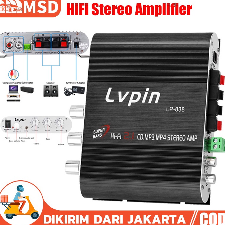PALING LARIS Ampli Mini HiFi Stereo Power Amplifier Treble Bass Booster 12V 2.1 Channel