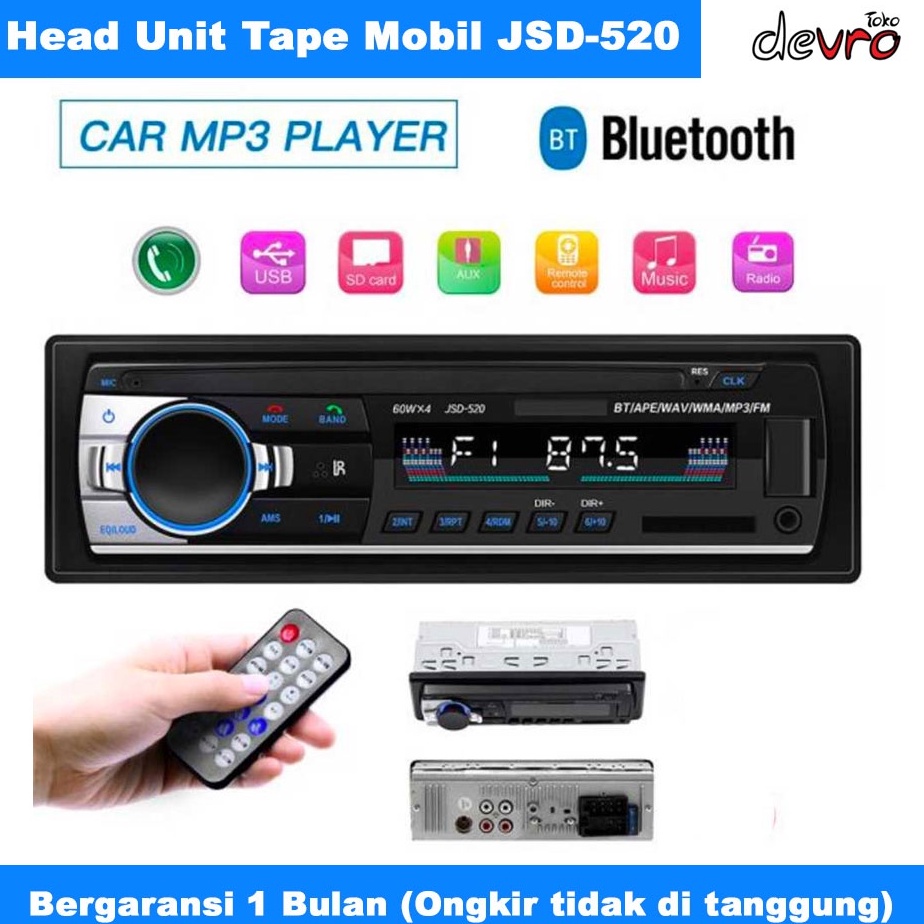 Tren Terbaru.. Tape Audio Mobil Multifungsi - Bluetooth USB MP3 FM Radio - JSD-520