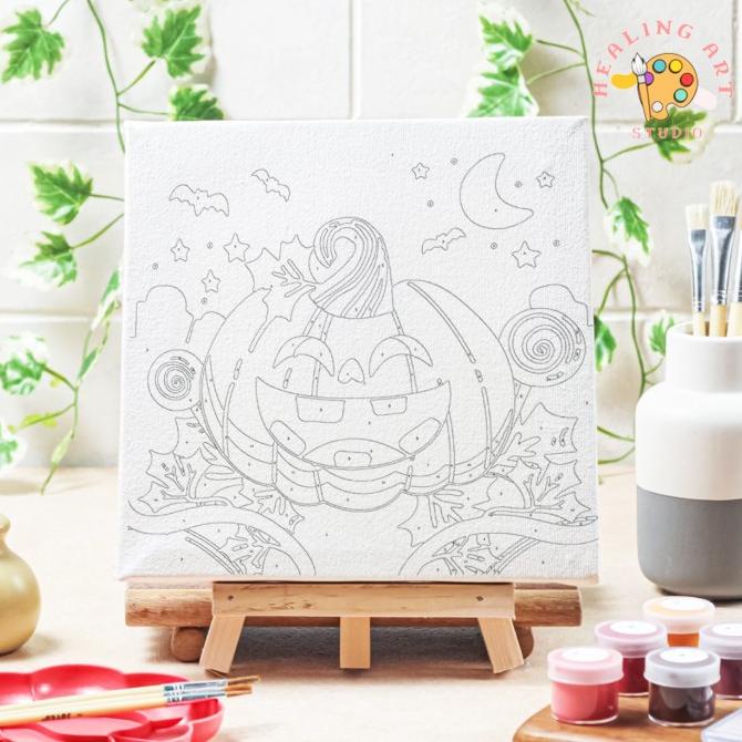 

Terbaru!! Paint by number Halloween Pumpkin diy painting canvas 20x20 alat lukis Baru|Kode 1260