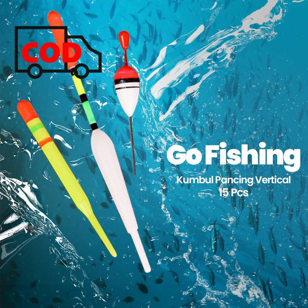 Pelampung Pancing Kumbul Pancing 15 Pcs Bonus Umpan Cacing Karet Plastik Mudah Mengambang Desain Uni