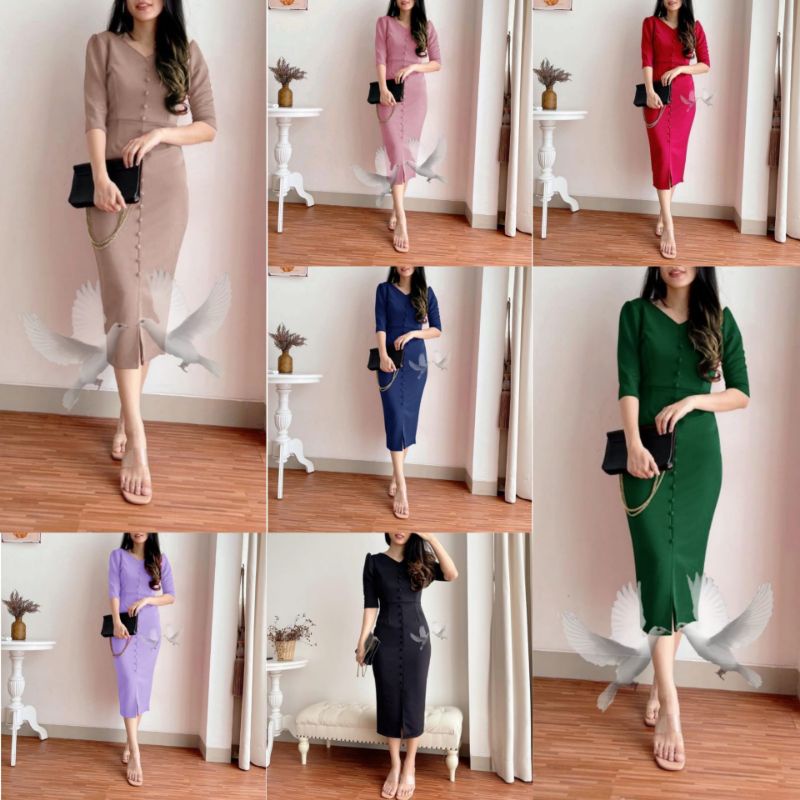 Dress Wanita Terbaru 2023 Korean Style Viral Kondangan Elegan Baju Muslim Brokat Keluarga Couple Bor