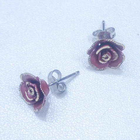 ✨Termurah Giwang Emas Putih Bunga Merah 750 17 K Ubs Diskon