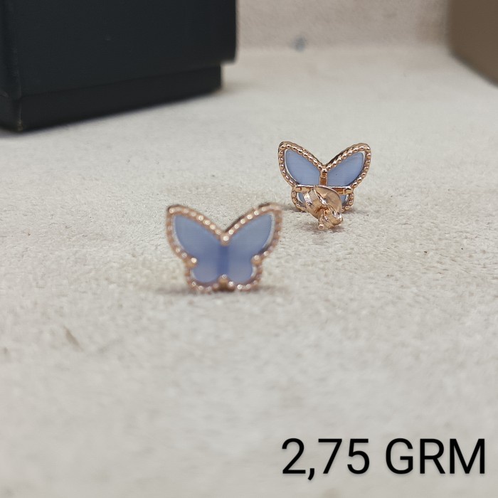 ✨Termurah Giwang Emas 750 Kupu-Kupu Putih Limited