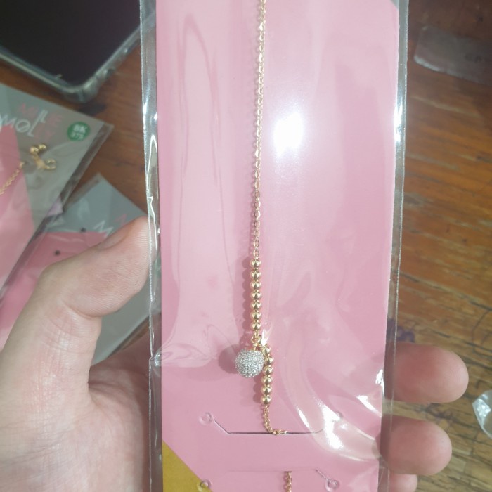 ✨Sale Gelang Serut Listring Bulat Permata Putih Emas Asli 375 Ubs Mewah Bisa Gojek