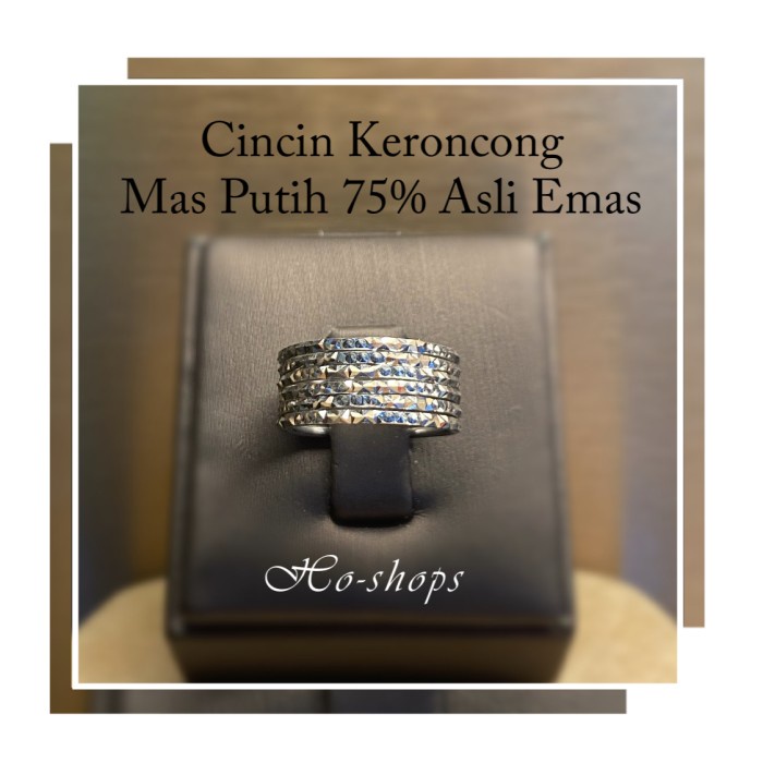 ✨Termurah Cincin Keroncong Mas Putih Kadar 75 Asli Emas Terbaru