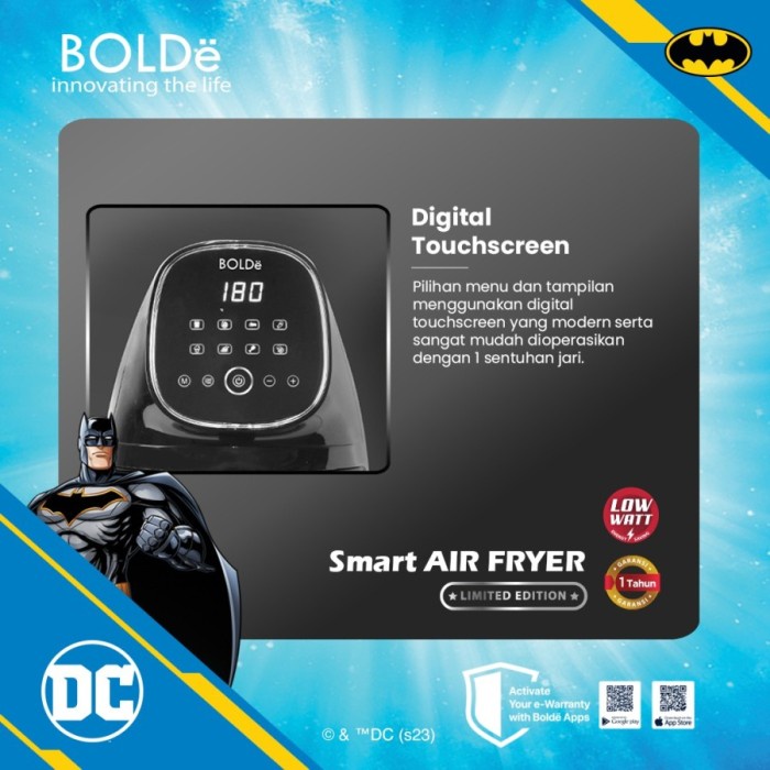 Bolde Smart Air Fryer Batman Edition - Air Fryer 2,5 L Low Watt