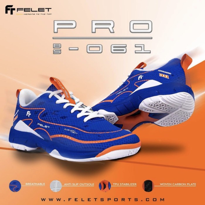 [Best Seller] Sepatu Badminton Felet Pro Bs 061 Blue Original Terbatas