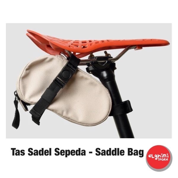 [New Ori] Tas Sadel Sepeda - Saddle Bag Warna Cream/Beige Berkualitas