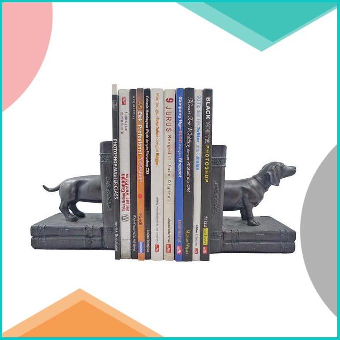 

Hermosa Pengganjal Buku/Pembatas Buku/Book End Black Long Dog 20JVLZ3 perkakas