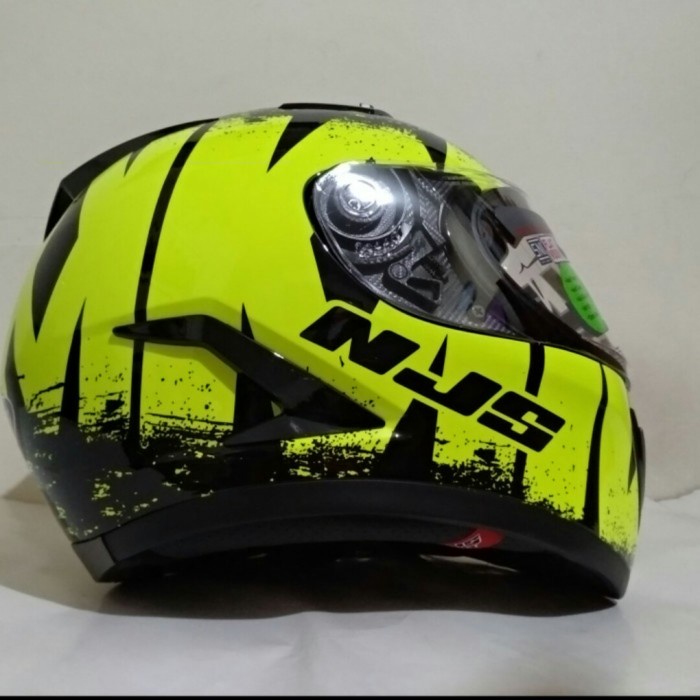 ✨New Helm Njs Full Face Shadow Reaper Black Yellow Free Flat Bisa Gojek