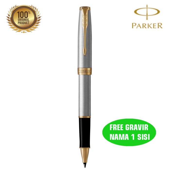 

✨Sale Parker New Sonnet Stainless Steel Gold Trim Rollerball Bisa Sameday