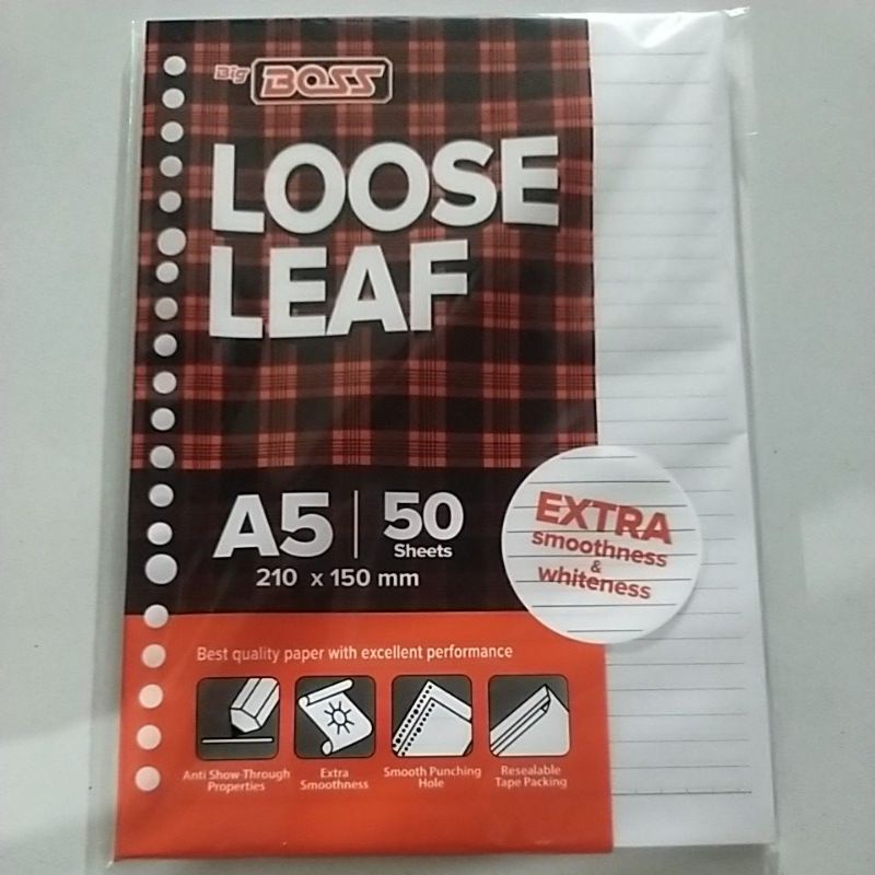 

loose leaf / kertas isi binder a5 garis isi 50 lembar bigboss / big boss