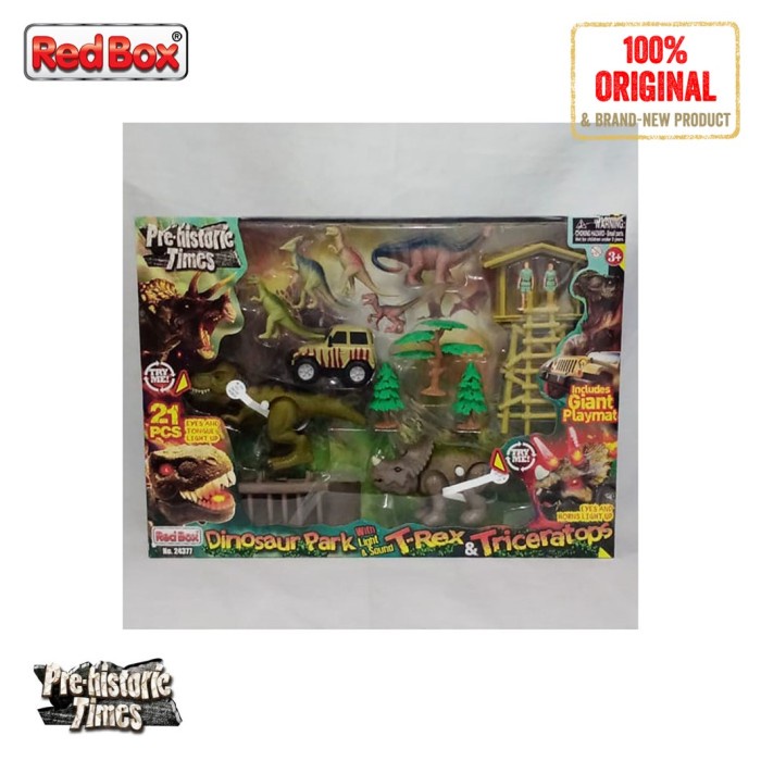 ✨New Ori Red Box Toys Pre-Historic Times T-Rex  Triceratops Dinosaur Park Bisa Gojek