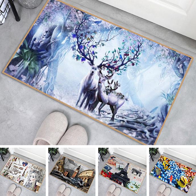 Keset Lantai Anti Bau Dan Anti Bakteri Bahan Fleece & Anti Slip Ulkuran 40cm x 60cm Minimalis Multif