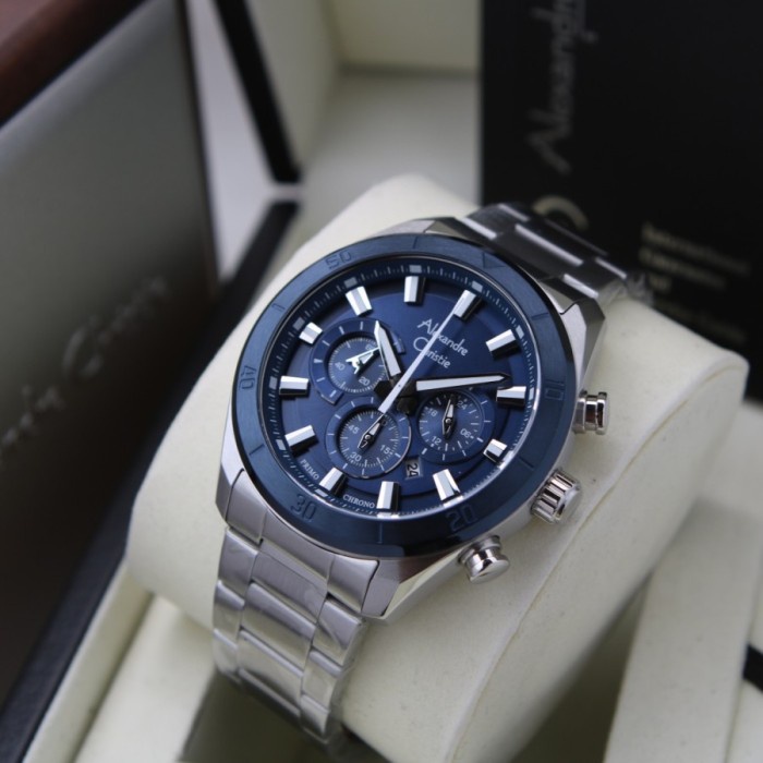 ✅Ori Alexandre Christie 6672 Mc Silver Blue Pria Original Garansi 1Tahun Diskon