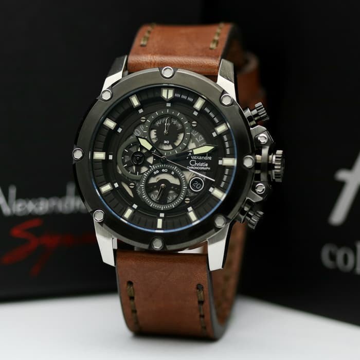 ✅Ready Jam Tangan Alexandre Christie Pria Ac 6416 Original - Coklat Muda Terbaru